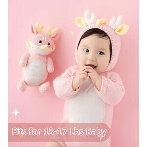New Crochet Knitted Pink Dragon Outfit for Newborns 13-17 lbs